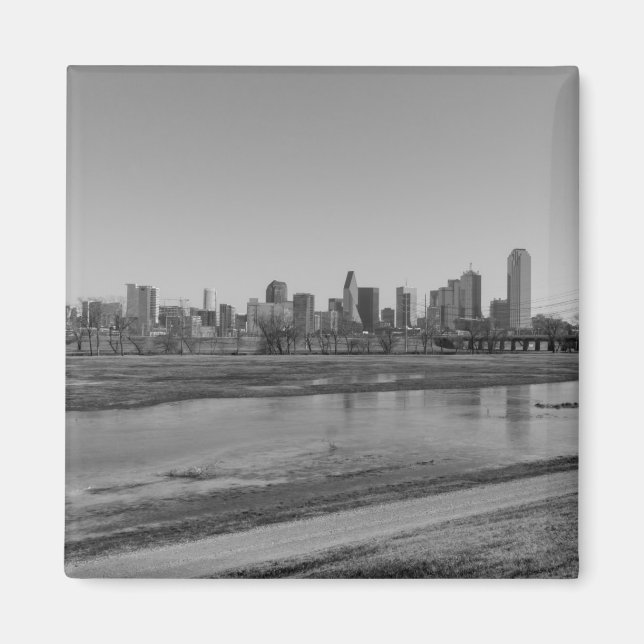 Dallas Skyline Grayscale Magnet (Vorne)
