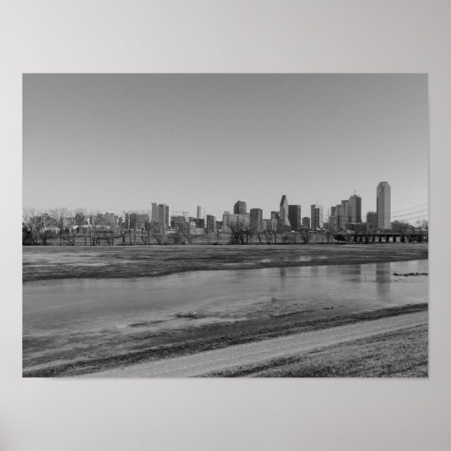 Dallas Skyline Grayscale Poster (Vorne)