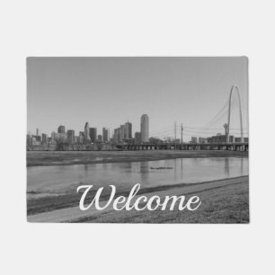 Dallas Skyline Grayscale Welcome Doormat Fußmatte