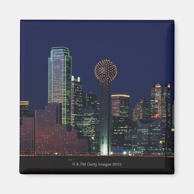 Dallas Skyline in der Nacht Magnet (Vorne)