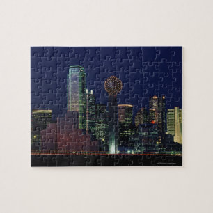 Dallas Skyline in der Nacht Puzzle