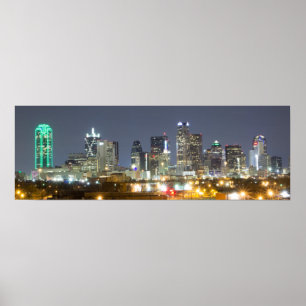 Dallas Skyline nachts Poster