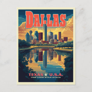 Dallas Skyline Retro Travel Postkarte