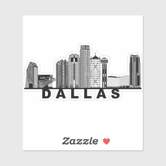 Dallas Skyline Silhouette  Aufkleber (Blatt)