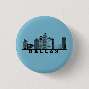 Dallas Skyline Silhouette Button