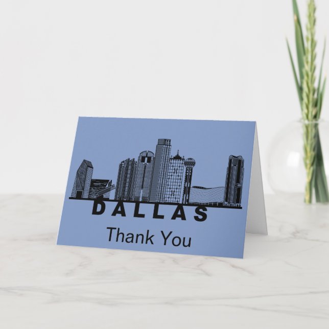 Dallas Skyline Silhouette  Dankeskarte (Vorderseite)