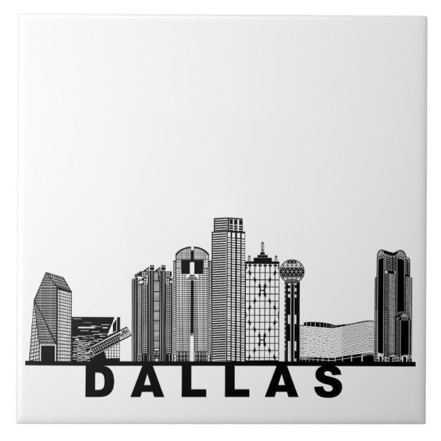 Dallas Skyline Silhouette  Fliese (Vorderseite)
