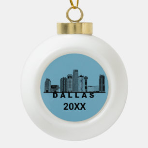 Dallas Skyline Silhouette  Keramik Kugel-Ornament