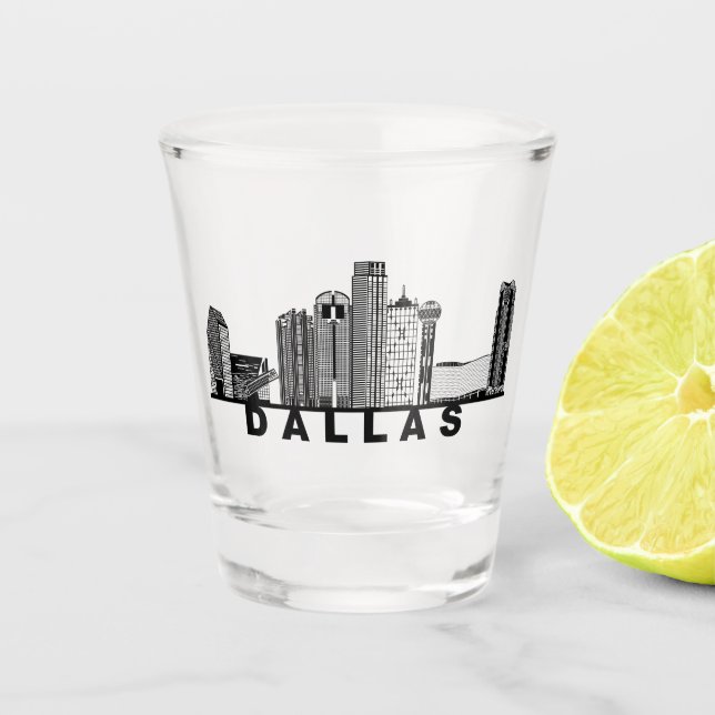 Dallas Skyline Silhouette  Schnapsglas (Vorderseite)