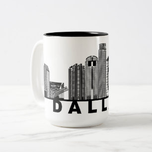 Dallas Skyline Silhouette Zweifarbige Tasse