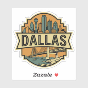 Dallas Skyline Texas Reise Retro-Abzeichen  Aufkleber