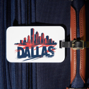 Dallas Skyline Watercolor Kunstprint – Texas Stadt Gepäckanhänger