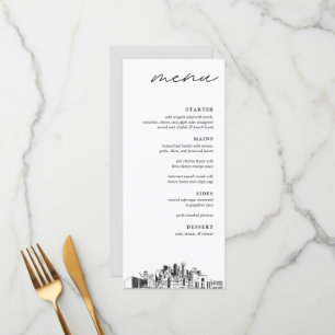 Dallas Skyline Wedding Dinner Menu Menükarte