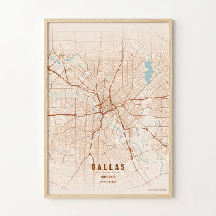 Dallas Stadtplan Druck Texas Poster Wandkunst Gesc