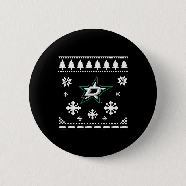 Dallas Stars Ugly Christmas Sweater Holidaze Button (Vorderseite)