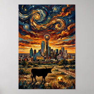 Dallas Sunset Swirl Weltmeisterschaft Fußball Van Poster