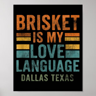Dallas Texas Bris Bbq Liebessprache Retro Vintage Poster