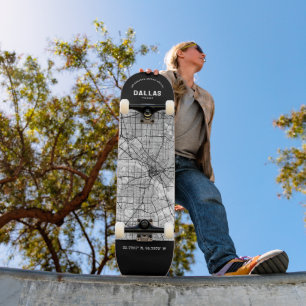 Dallas, Texas City Map Skateboard