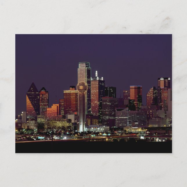 Dallas Texas City Skyline am Night Blank Postkarte (Vorderseite)