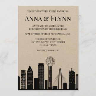 Dallas Texas City Skyline Cityscape Wedding Party Einladung