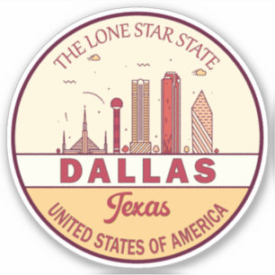 Dallas Texas City Skyline Emblem Aufkleber
