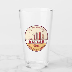 Dallas Texas City Skyline Emblem Glas