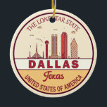 Dallas Texas City Skyline Emblem Keramik Ornament<br><div class="desc">Dallas minimalistisches,  farbenfrohes Kunstdesign mit Denkmälern und Sehenswürdigkeiten der Stadt in Texas.</div>