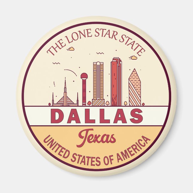 Dallas Texas City Skyline Emblem Magnet (Vorne)