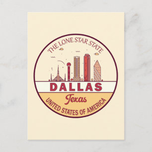 Dallas Texas City Skyline Emblem Postkarte