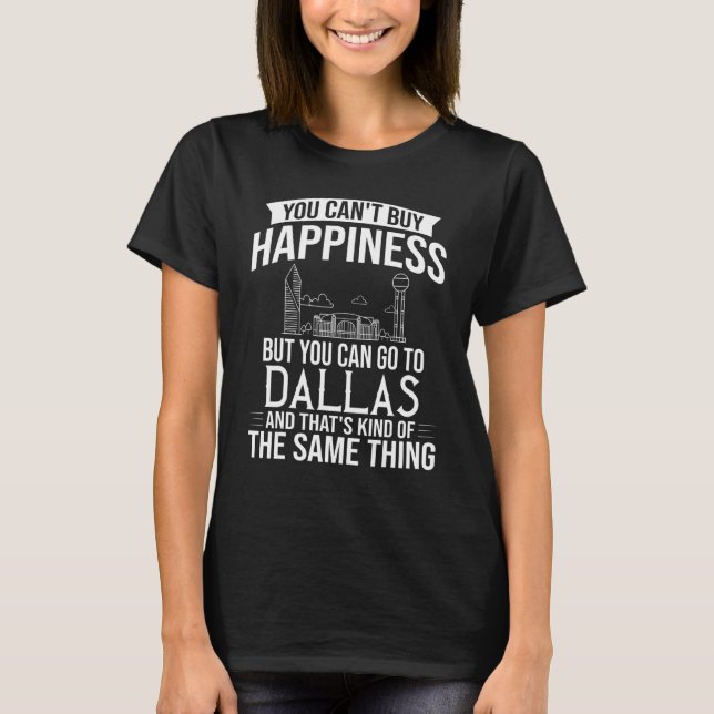 Dallas Texas City Skyline Karte T-Shirt (Vorderseite)