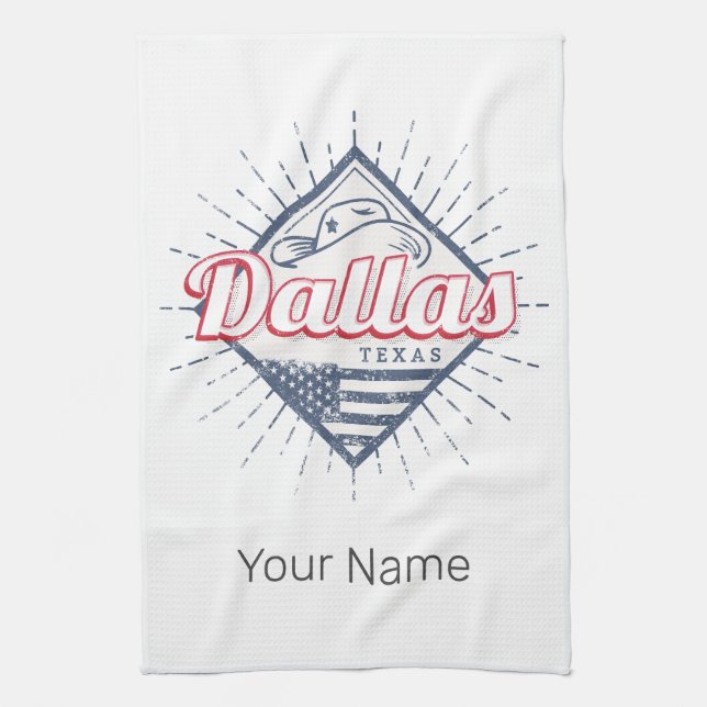 Dallas Texas City United Staaten Vintag USA Geschirrtuch (Vertikal)