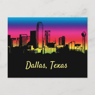 Dallas Texas farbenfrohe City Skyline Postkarte