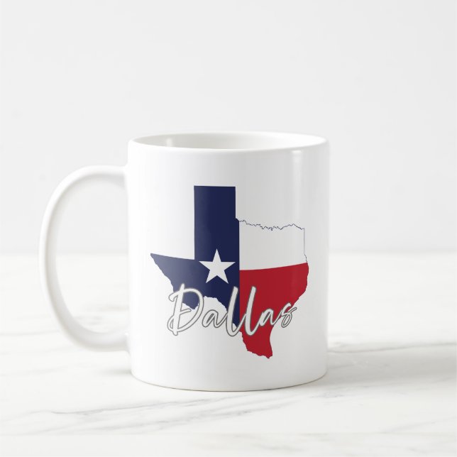 Dallas, Texas Flag Map Kaffeetasse (Links)