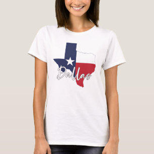Dallas, Texas Flagge Karte Frauen Weiße T-Shirt