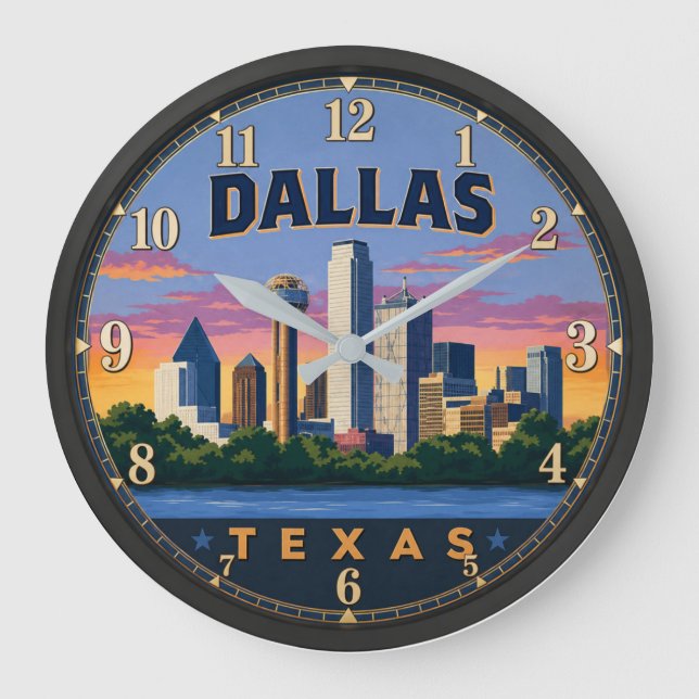 Dallas Texas  Große Wanduhr (Vorderseite)