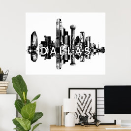 Dallas, Texas in Schwarz und Weiß Poster