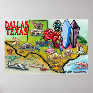 Dallas TEXAS Karte Poster