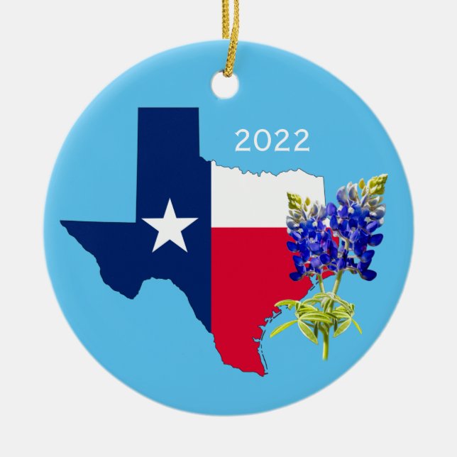Dallas, Texas Kontur und Bluebonnets Ornament (Vorne)