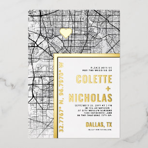 Dallas, Texas Liebesort   Stadt Themen Hochzeit Folieneinladung