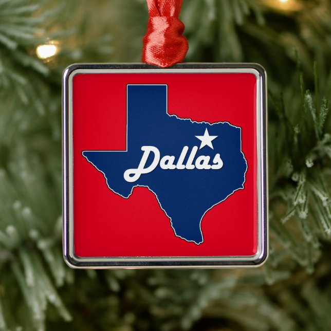 Dallas Texas Lone Star Staat Karte Texan Weihnacht Ornament Aus Metall (Baum)