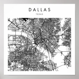 Dallas Texas Minimal Modern Street Map Poster