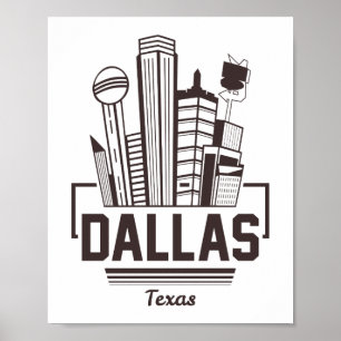 Dallas Texas Moderne Skyline Urbane Grafikdesign Poster