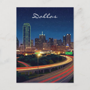 Dallas Texas Night Postcard Postkarte