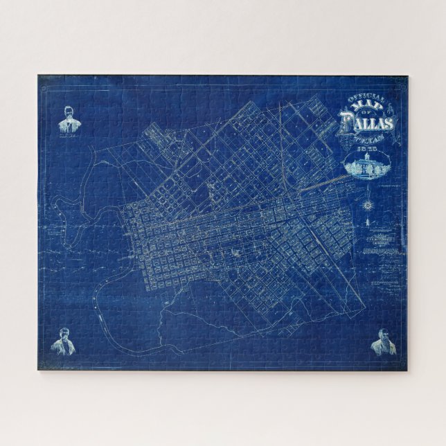Dallas Texas Offiziell 1875 Detaillierte Blueprint Puzzle (Horizontal)