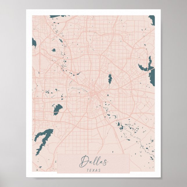 Dallas Texas Pink und Blue Niedlich Script Street  Poster (Vorne)