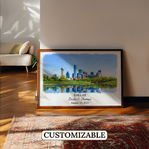 Dallas Texas Poster, Aquarell, Maßgeschneidert Poster
