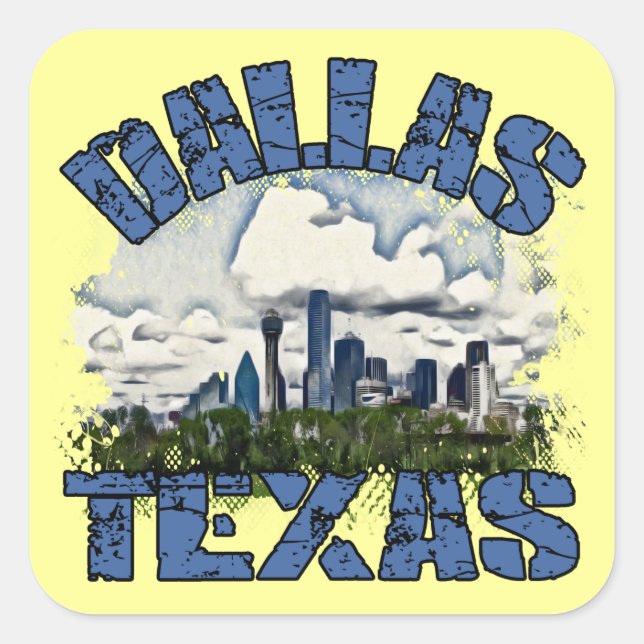 Dallas, Texas Quadratischer Aufkleber (Vorderseite)