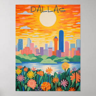 Dallas Texas Reise Stadtmalerei Ästhetik Poster