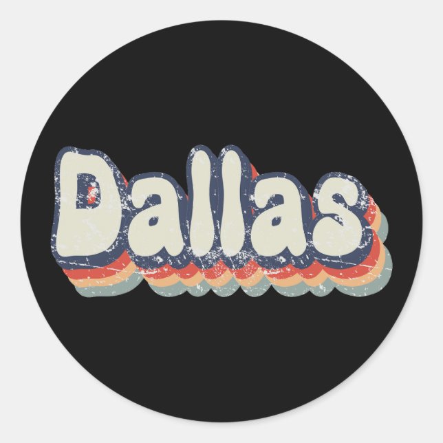 Dallas Texas Retro-Distressed-Text-Kunst Runder Aufkleber (Vorderseite)