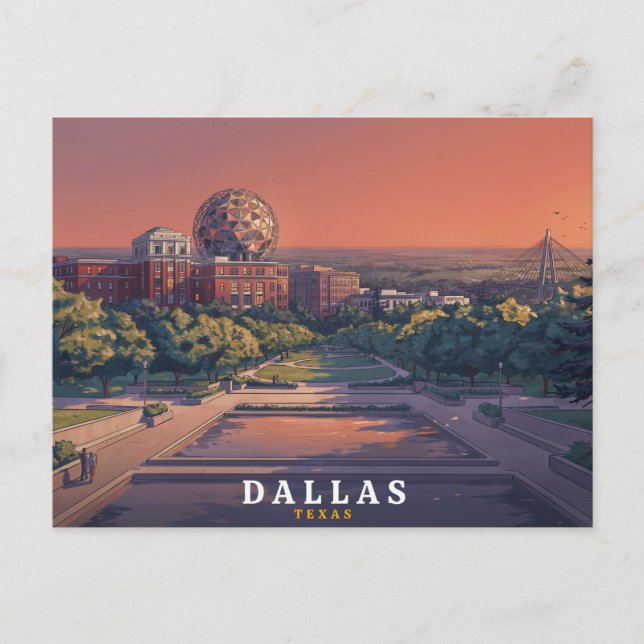 Dallas Texas Retro-Reise Postkarte (Vorderseite)
